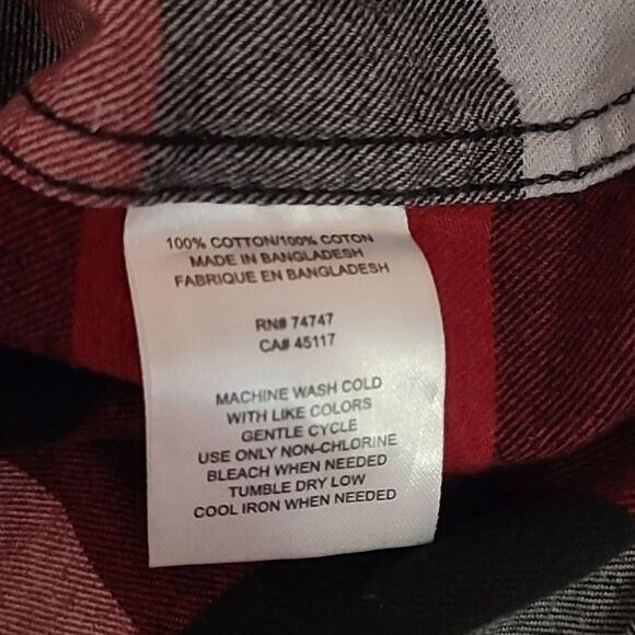 RedHead Black Red Flannel Shirt Button Down Mens Sz S Shacket Cotton - Picture 8 of 9